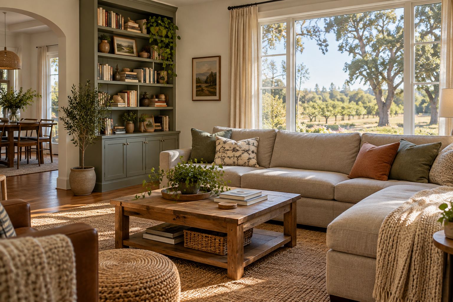 A cozy Yuba City living room, illustrative